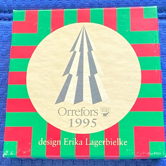 1995 ORREFORS CRYSTAL CHRISTMAS ORNAMENT BRAND NEW WITH TAGS IN ORIGINAL BOX - Picture 2 of 9